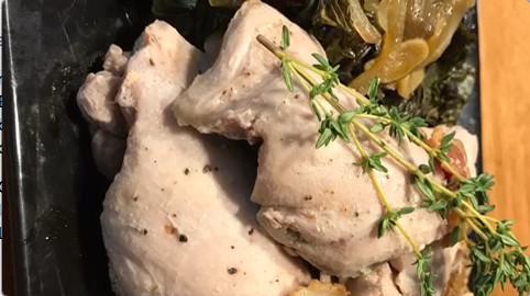 Cider Braised Chicken Thighs in Sun Oven