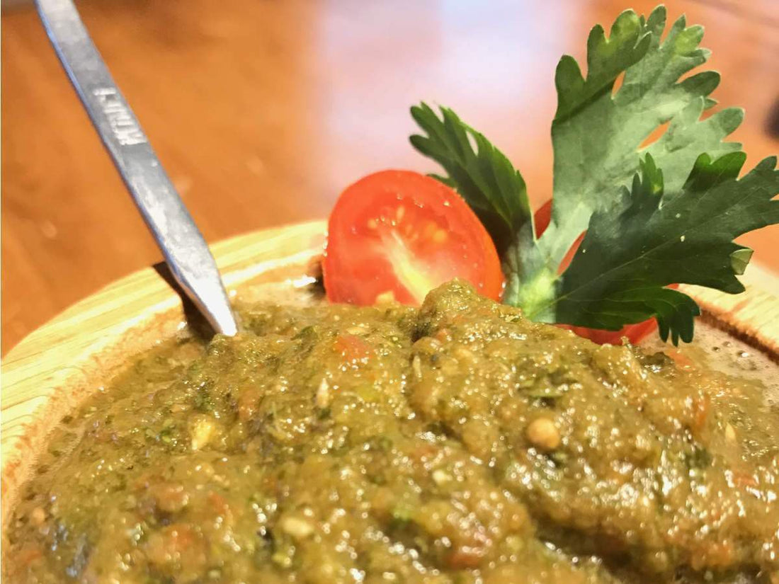 Solar Oven Tomato Cilantro Chutney