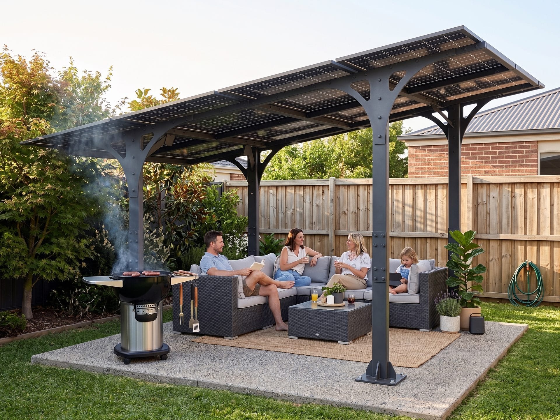 Shaded backyard hangout