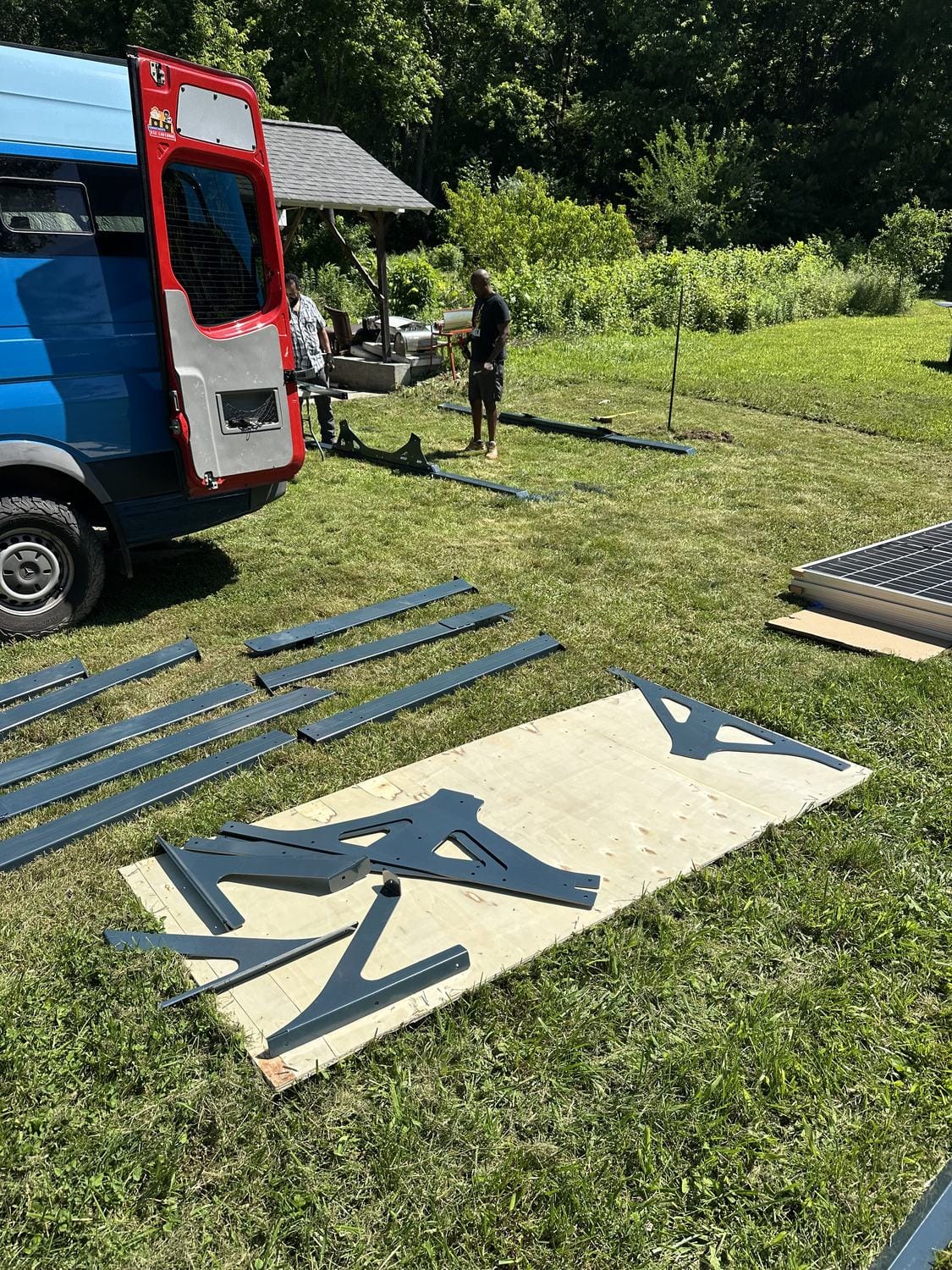 GoSun Solar Carport parts delivered and laid out in the field