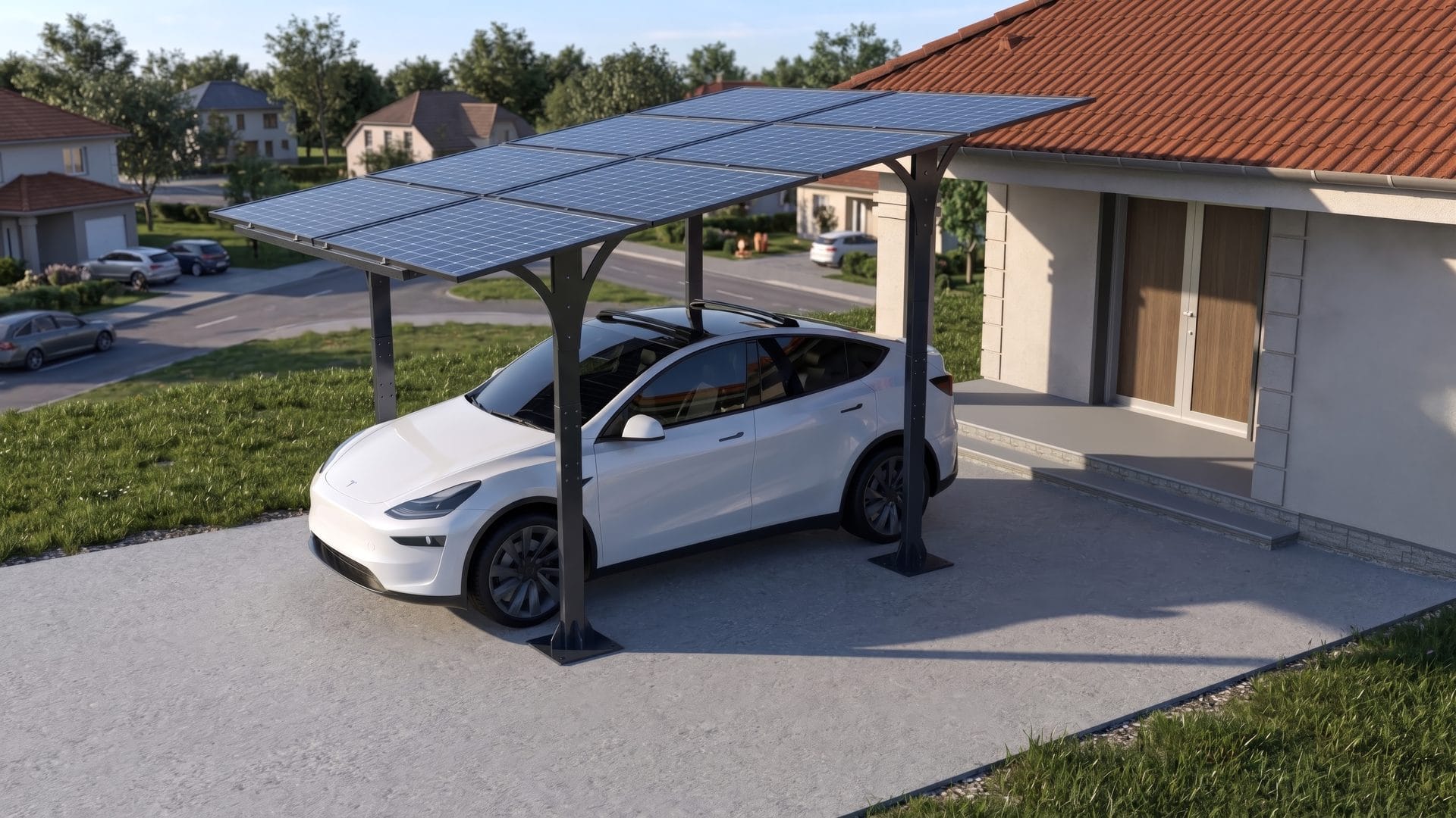 GoSun solar carport rooftop solar array from above