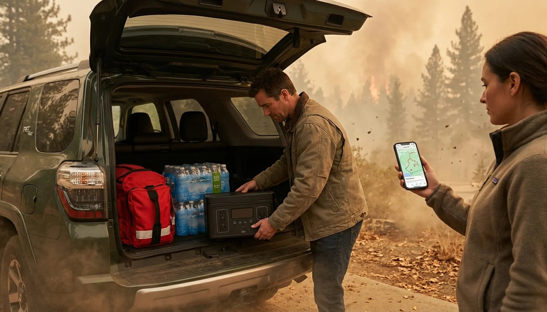 Emergency evacuation with portable power station