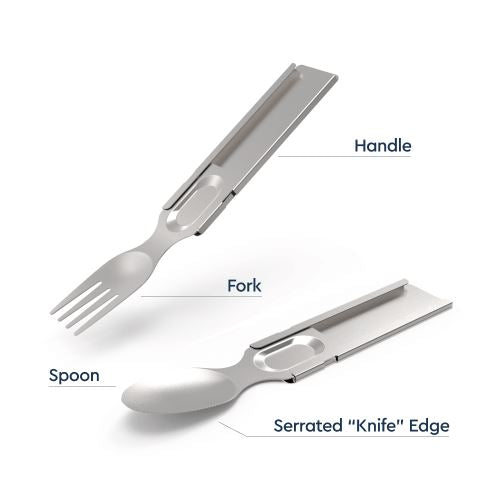 Portable Utensils Travel Camping Cutlery Set 8 PC Knife Fork Spoon Silver  USA for sale online